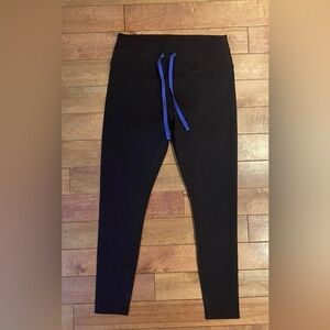 Peloton Women’s Exercise Black Leggings Blue Drawstring Size Medium Cycling